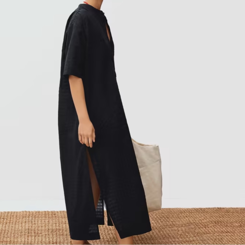 NWT Everlane The Craftan Dress Black XS Can fit S too